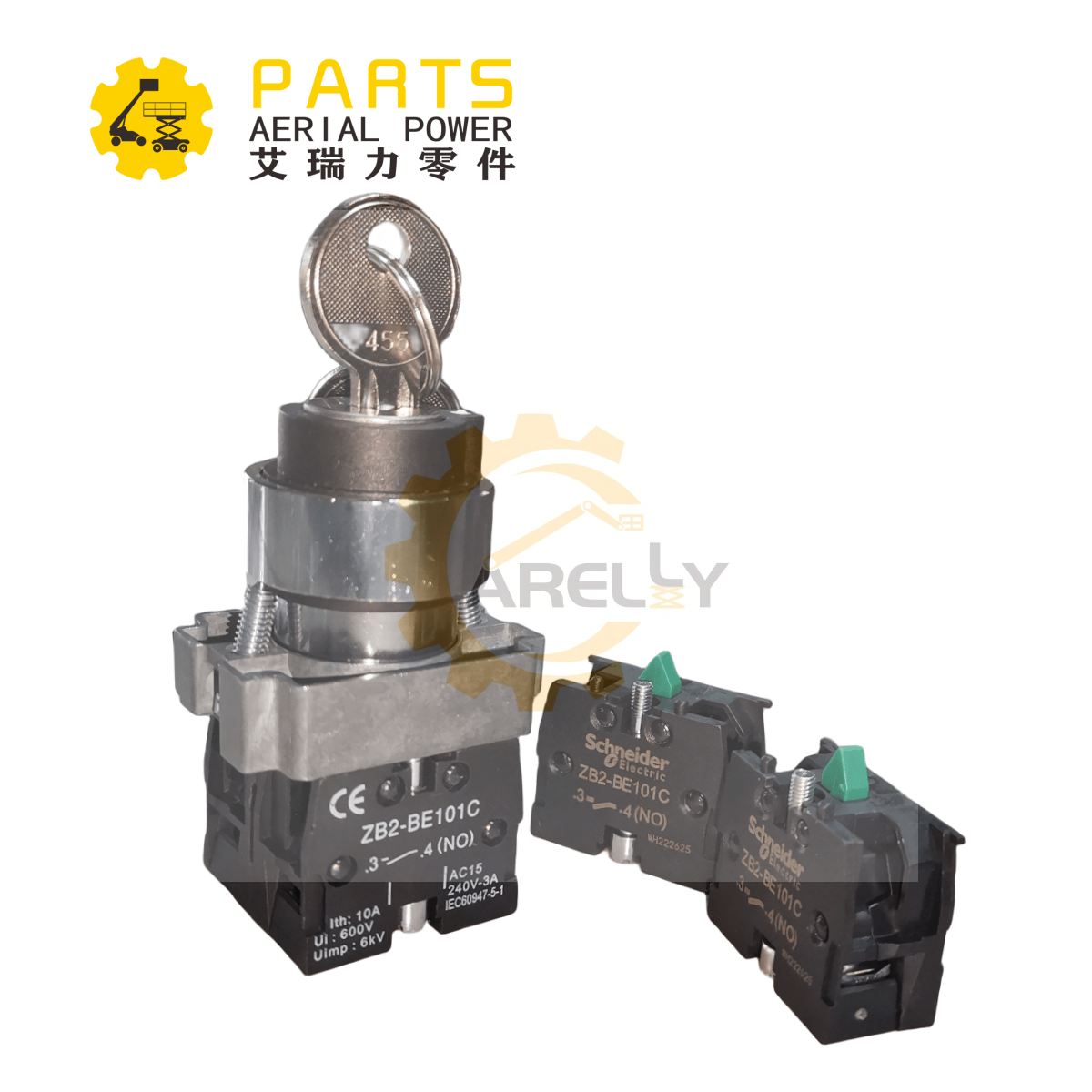Haulotte 2901015410 Switch, With Key, 3P